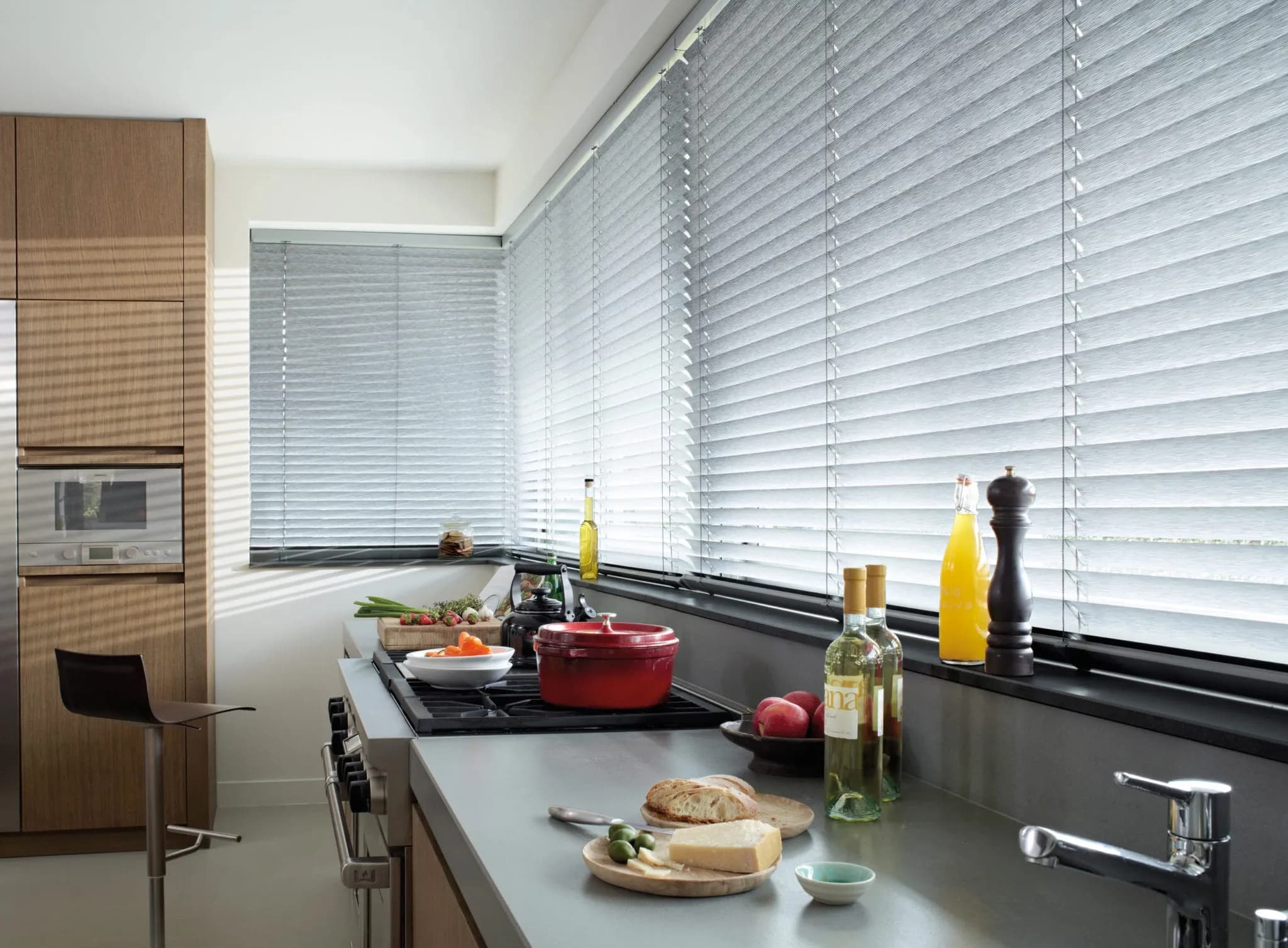 Wooden blinds in a study